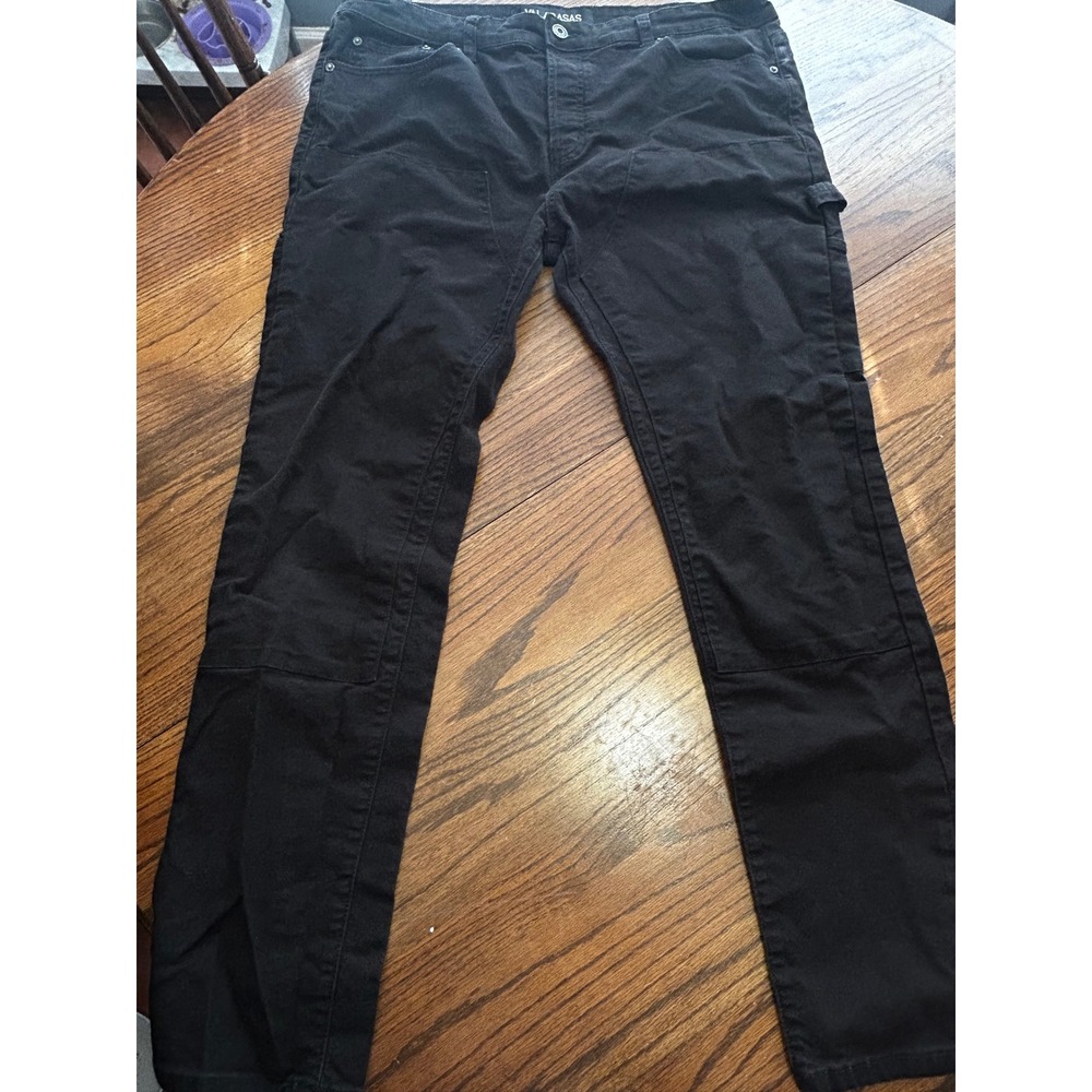 Valabasas Mens Black Carpenter Pants‎ Double Knee Slim Fit Utility Workwear 40
